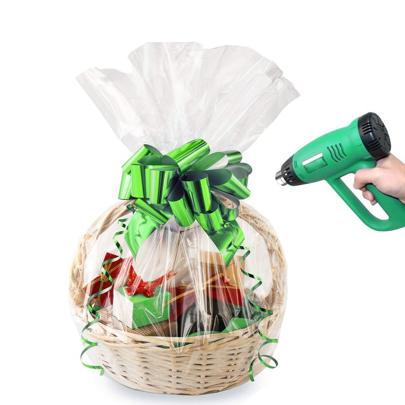 Morepack Shrink Wrap Basket Bags,20Pieces 18x22Inches Clear PVC Shrink Wrap Bags for Gift Basket - Image 1